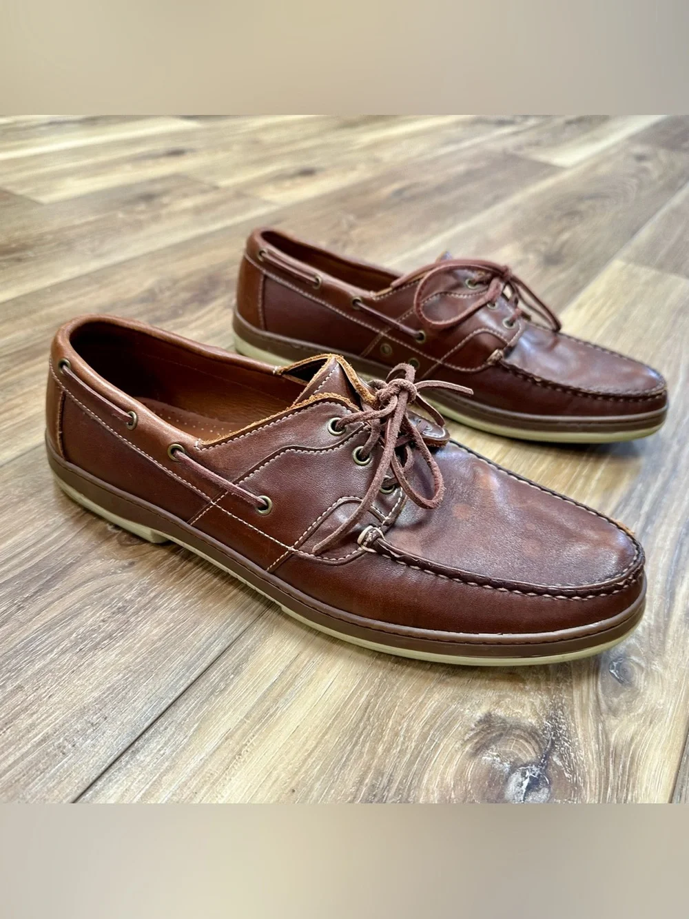 Allen Edmonds Eastport Boat Shoes Leather Loafers, Brown, Men’s 12